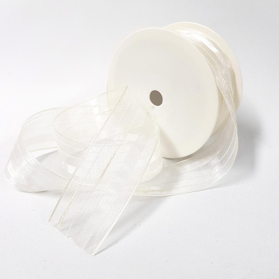 Decorative Striped Ribbon 40mm Cream