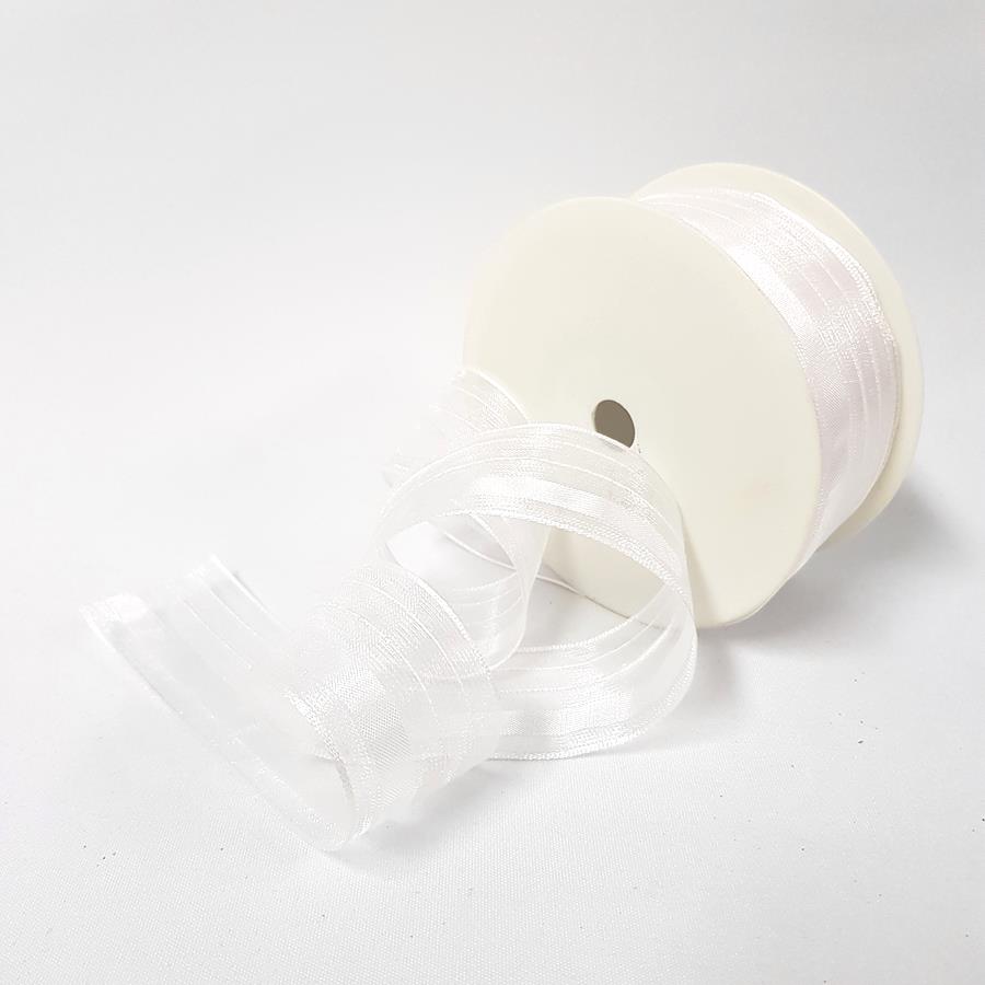 Decorative Striped Ribbon 40mm White