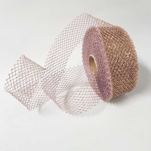 Glitter Mesh 50mm Dusty Pink Gold