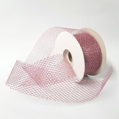 Glitter Mesh Ribbon 50mm Pink