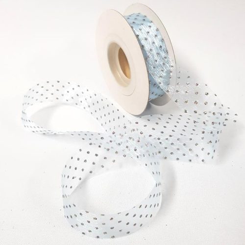 Glittered Organza Ribbon 22mm Blue