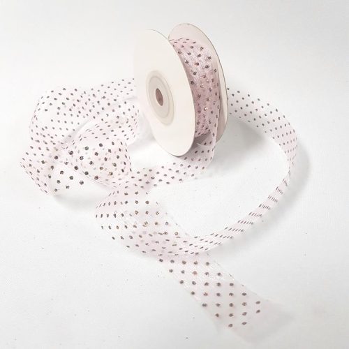 Glittered Organza Ribbon 22mm Pink