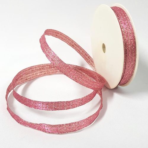 Metallic Wired Ribbon 10mm Pink