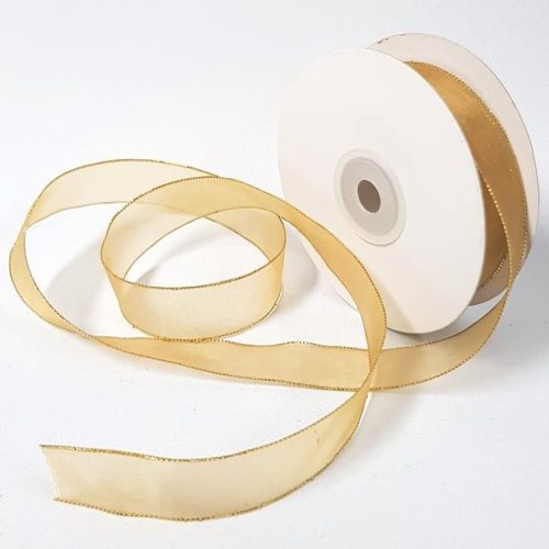 Organza Ribbon Gold Edge 22mm Gold