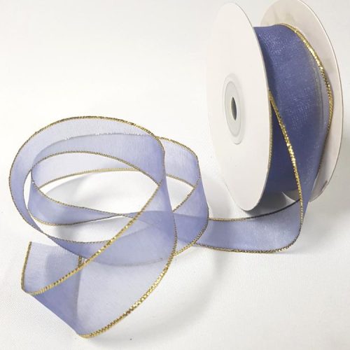 Organza Ribbon Gold Edge 22mm Lavender