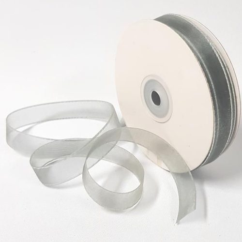 Organza Ribbon Silver Edge 15mm Silver