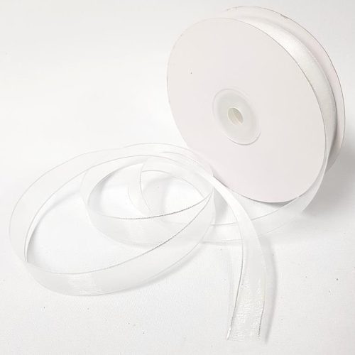 Organza Ribbon Silver Edge 15mm White