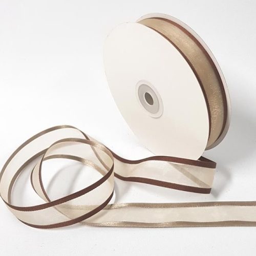 Organza Ribbon Two toned 22mm Brown/Toffee
