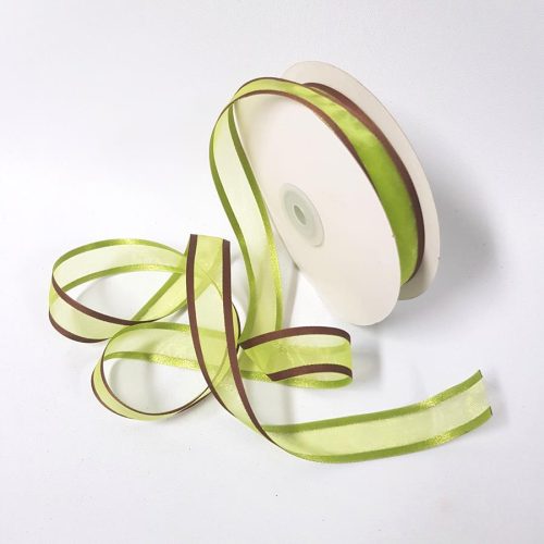 Organza Ribbon Two toned 22mm Green/Brown