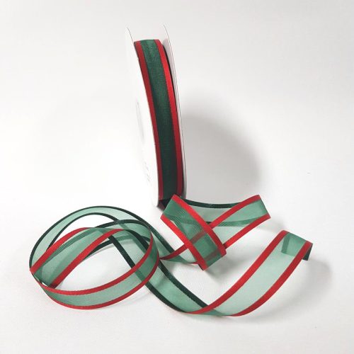 Organza Ribbon Two toned 22mm Hunter/Red