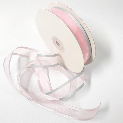 Organza Ribbon Two toned 22mm Pink/Grey