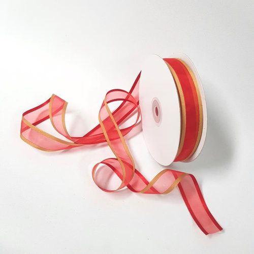 Organza Ribbon Two toned 22mm Red/Gold