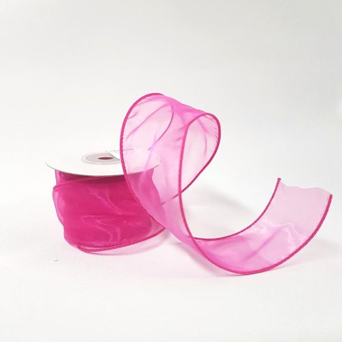 Organza Ribbon Wire Edge Hot Pink 50mm
