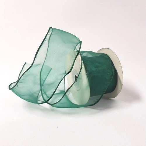 Organza Ribbon Wire Edge Hunter Green 50mm