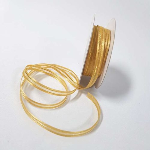 Organza Satin Edge Ribbon Gold Thread 6mm Old Gold
