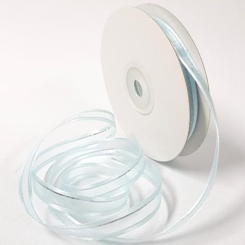 Organza Satin Edge Ribbon silver Thread 10mm Baby Blue