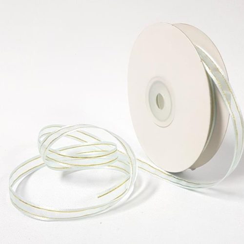 Organza Satin Edged Gold Thread 10mm Light Blue