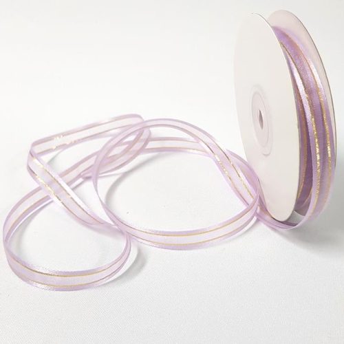 Organza Satin Edged Gold Thread 10mm Light Orchid