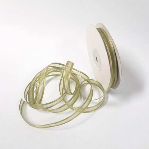 Organza Satin Edged Gold Thread 10mm Old Willow