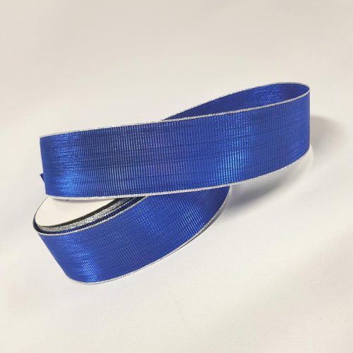 Ribbed Metallic Ribbon 50mm Blue/Silver