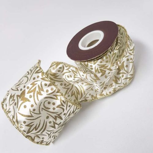 Ribbon Double Wired Cream/Gold 75mm