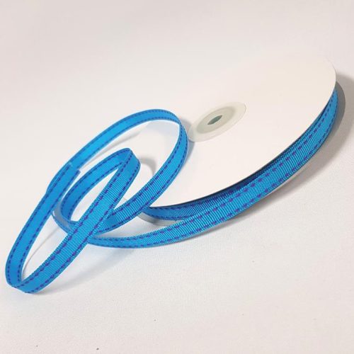 Saddle Stitch Ribbon Aqua Purple Stitch 10mm
