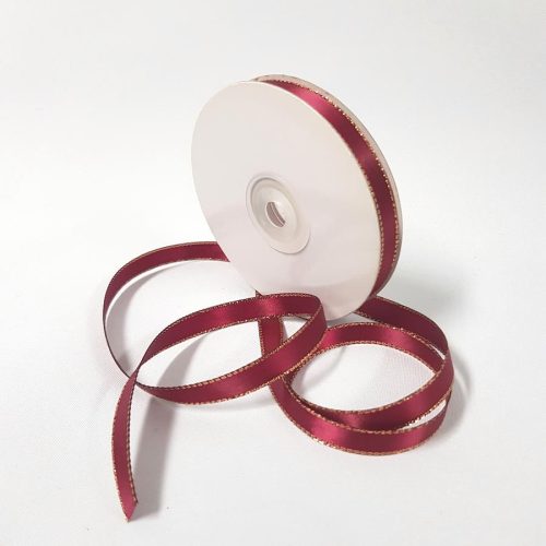 Satin Double sided Gold Edge 10mm Burgundy