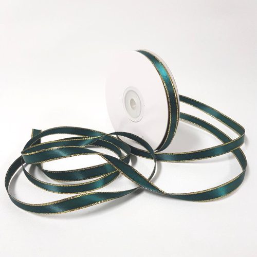 Satin Double sided Gold Edge 10mm Hunter Green