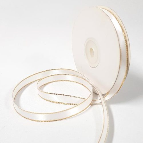 Satin Double sided Gold Edge 10mm White
