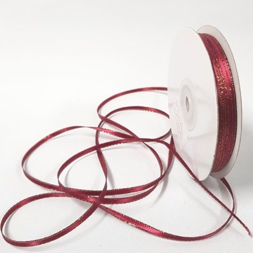 Satin Double sided Gold Edge 3mm Burgundy