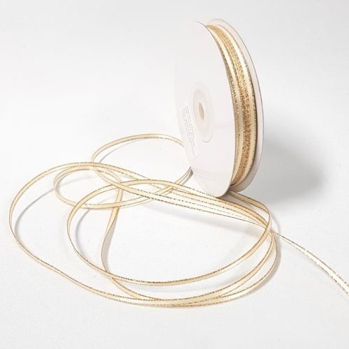 Satin Double sided Gold Edge 3mm Cream