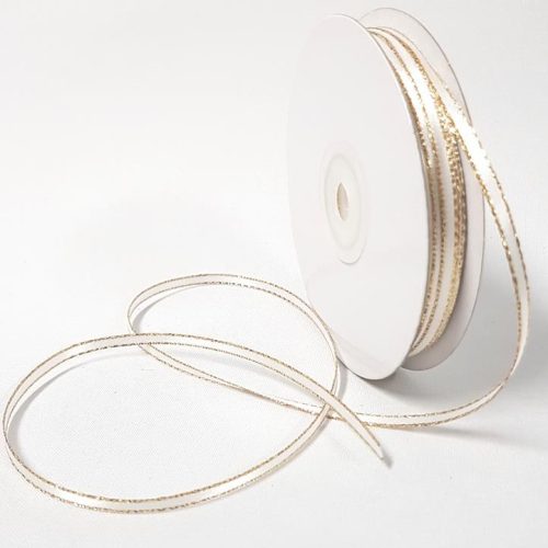 Satin Double sided Gold Edge 3mm White