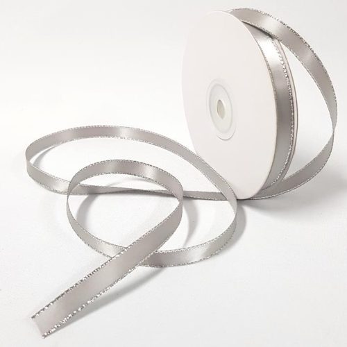 Satin Double sided Silver Edge 10mm Silver