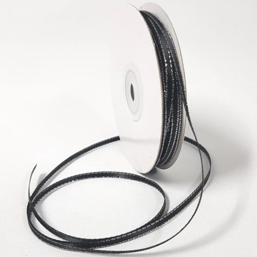Satin Double sided Silver Edge 3mm Black