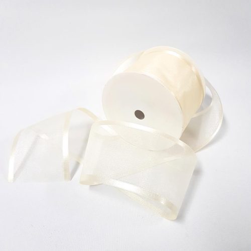 Satin Edged Sheer Centre Ribbon 70mm Cream