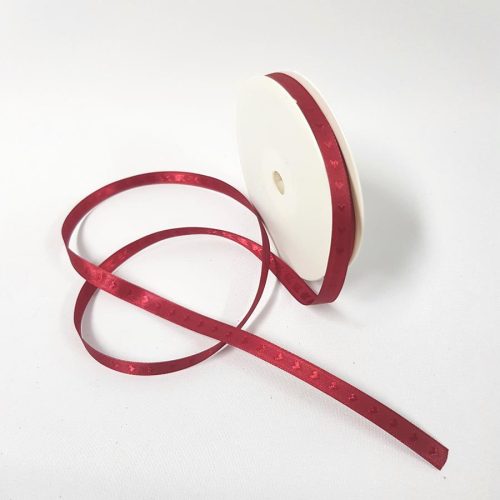 Satin Ribbon Mini Hearts 10mm Burgundy
