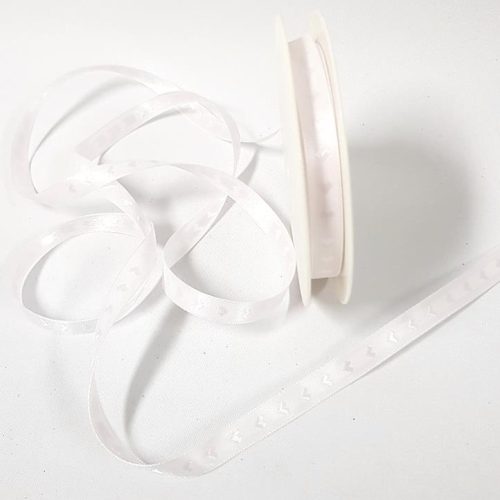 Satin Ribbon Mini Hearts 10mm White