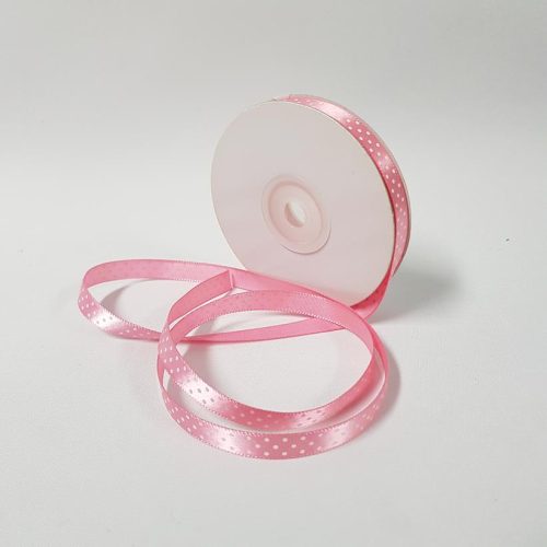 Satin ribbon Small Dots 10mm Pink Carnation