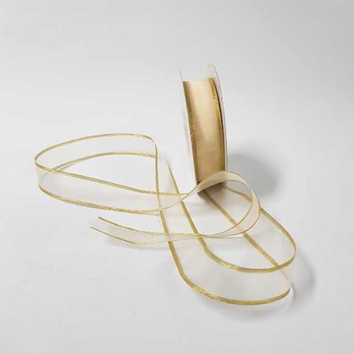 Sheer Organza Ribbon 22mm Gold/Cream
