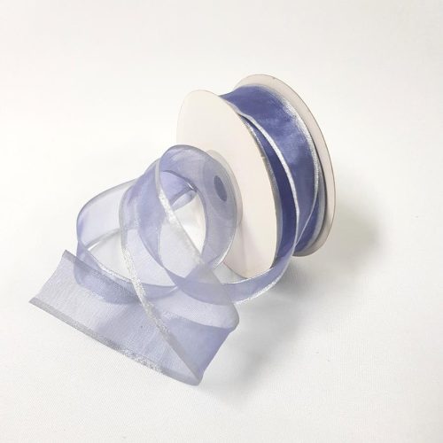 Sheer Organza Ribbon 22mm Silver/Lavender