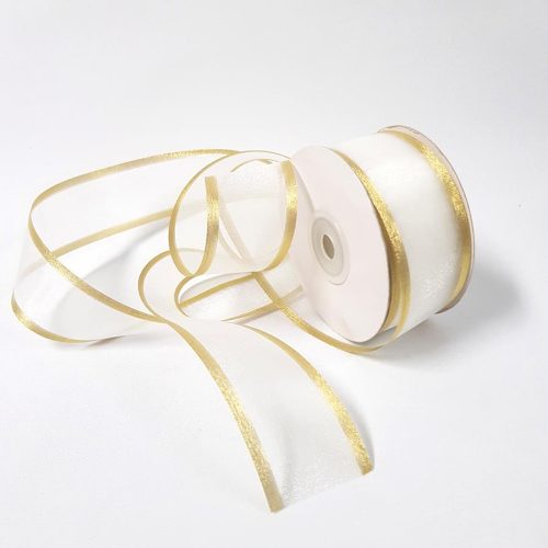 Sheer Organza Ribbon 38mm Gold White