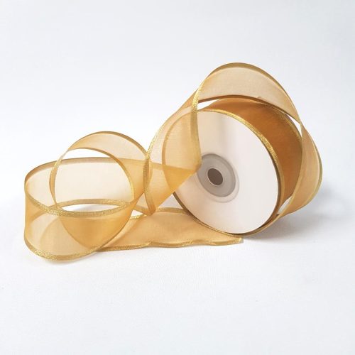 Sheer Organza Ribbon 38mm Gold/Gold