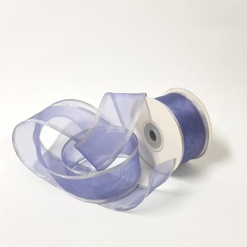 Sheer Organza Ribbon 38mm Silver/Lavender