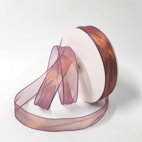 Sheer Two Toned Ribbon 30mm Bronze/Mauve