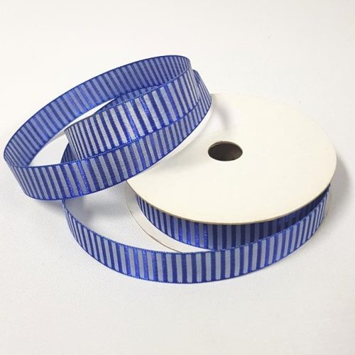 Striped Ribbed Ribbon 15mm Blue