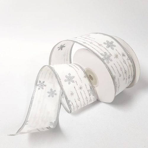 Velvet Christmas Ribbon Silver Stars 50mm