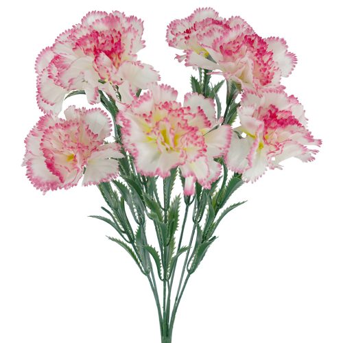 Artificial Carnation Bush Pink Edge 42cm