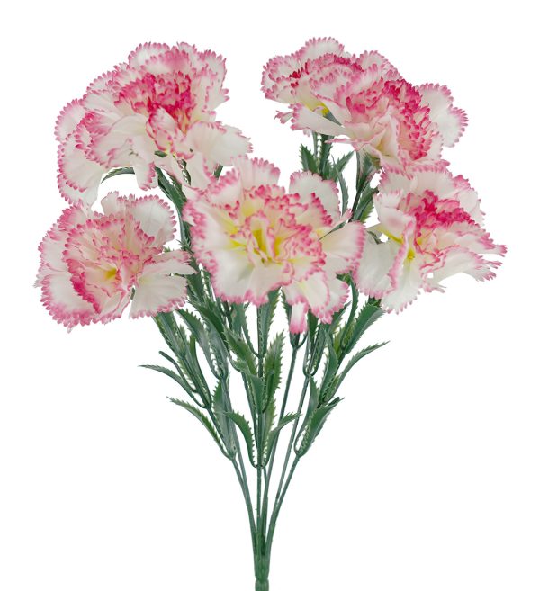 Artificial Carnation Bush Pink Edge 42cm