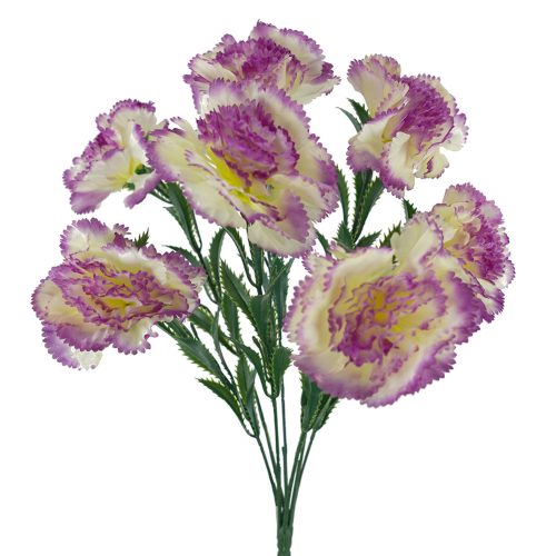 Artificial Carnation Bush Purple Edge 42cm