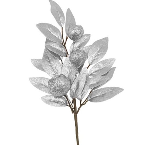 Artificial Gumnut Leaf Rose Silver 30cm